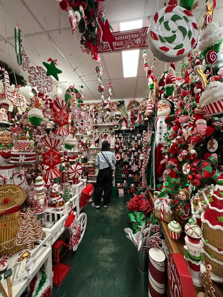 Gingerbread and candy shop themed Christmas ornaments at Bredbo Christmas Barn