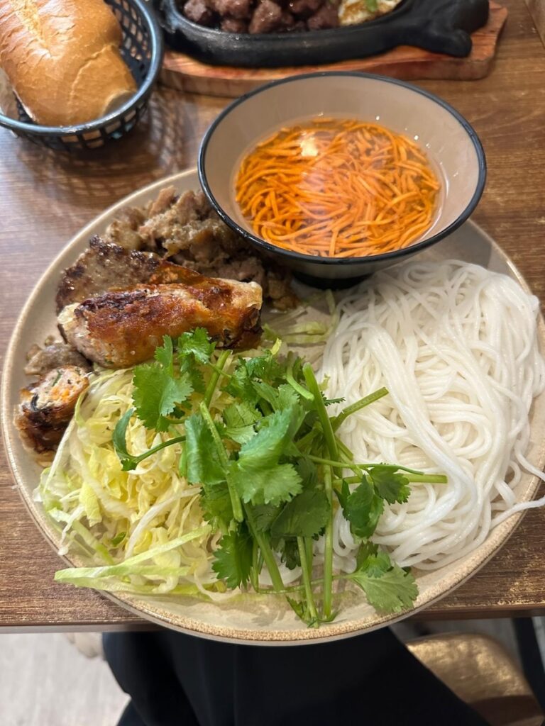 Full serving of Bun Cha at Cisne Vietnamese restaurant in Cooma