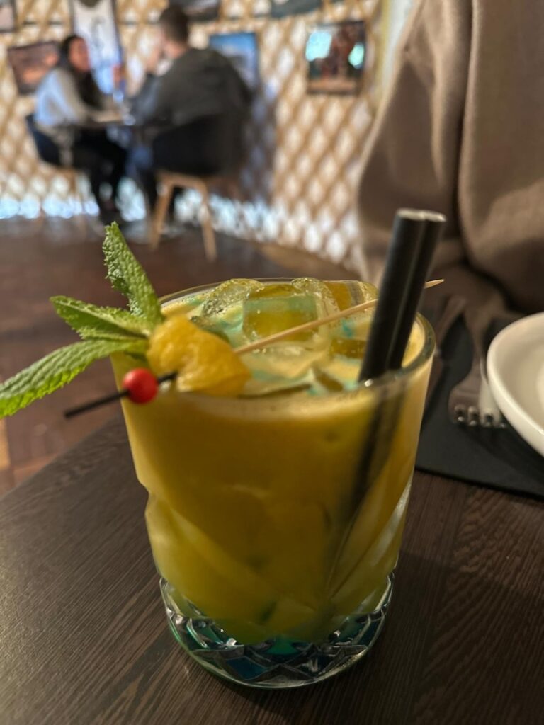 Mongolian Hills cocktail with full ice at Naadam Canberra, needs mixing