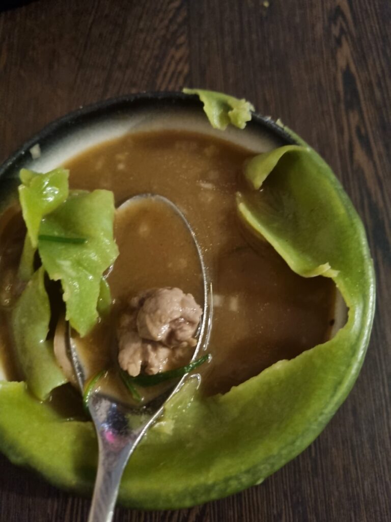 Covered Soup with meat inside, warming dish at Naadam Restaurant Canberra