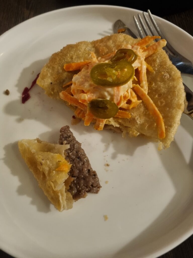 Round Beef Pocket cut open showing juicy beef in Naadam Canberra