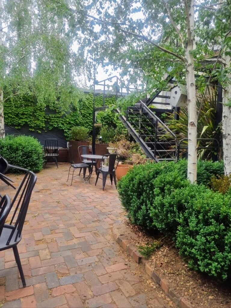 Backyard seating area of The Courtyard Coffee Shop from different angle in Cooma