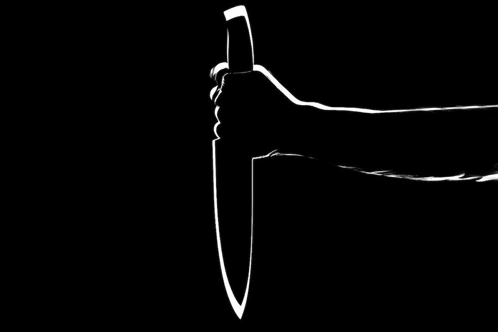 A sharp knife representing the crime scene in the Price of Confession