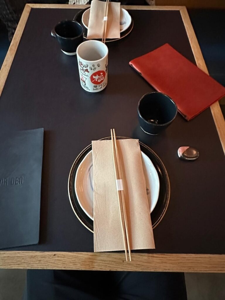 Table setting at Azuma Den Canberra Japanese and Korean fusion restaurant