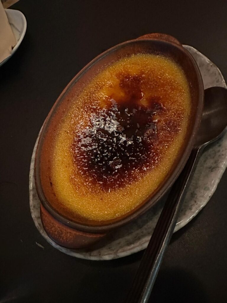 AZD Brûlée dessert with mandarin and ginger at Azuma Den Canberra