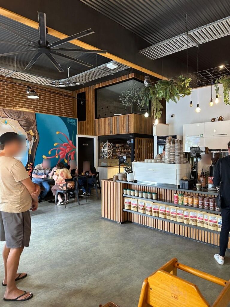 Earnest Arthur South Nowra cafe wooden and brick interior high ceiling