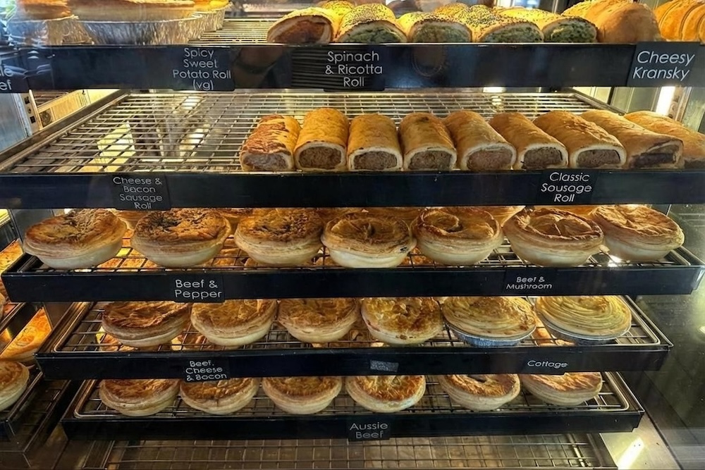 Earnest Arthur South Nowra pie display full selection