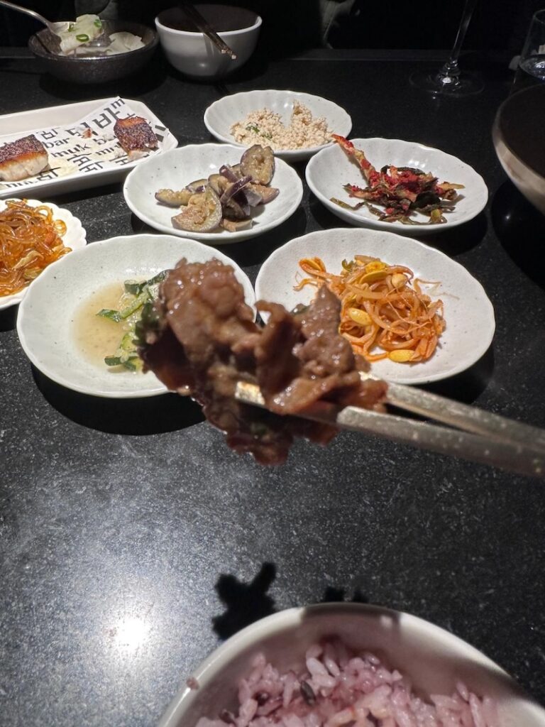 Close-up of seasoned Korean Beef Bulgogi at Mukbar Barton